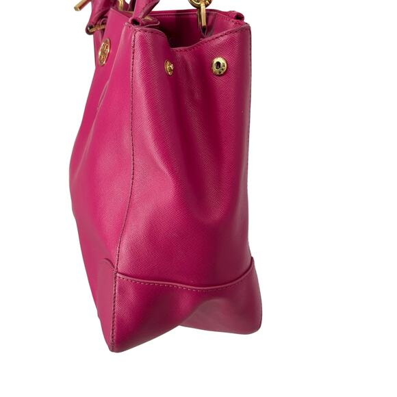 Tory Burch Robinson Saffiano Leather Double Zip Tote Crossbody Large Fuschia - Picture 7 of 16